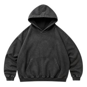 Vintage washed oversized hoodie for men in faded black