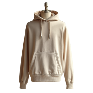 Boxy fit oversized hoodie for men in neutral beige color