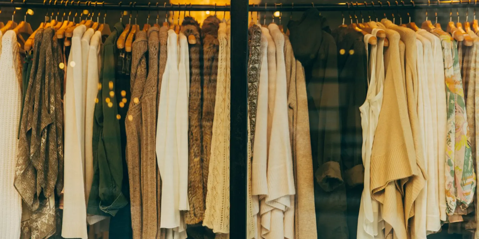 Selection of clothes on a wardrobe rail